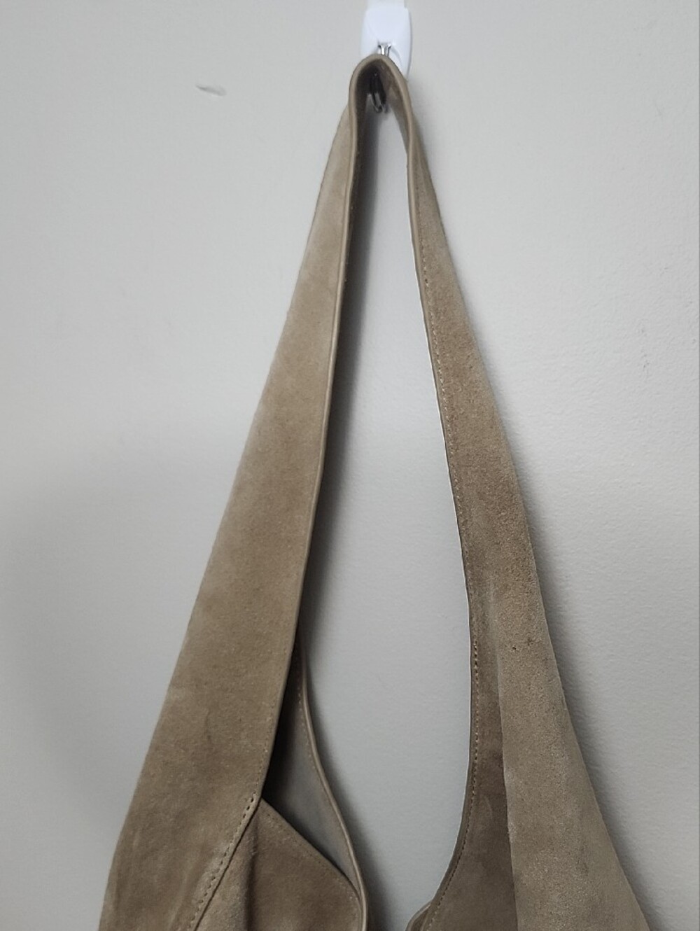 Quince Suede Slouchy Shoulder Bag Esme Sand Beige Boho Minimalist Quiet Luxury - Picture 7 of 11